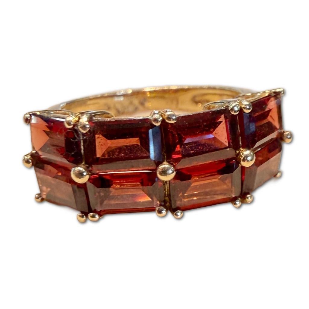 14k Yellow Gold Garnet Double Row Ring (1 of 1)