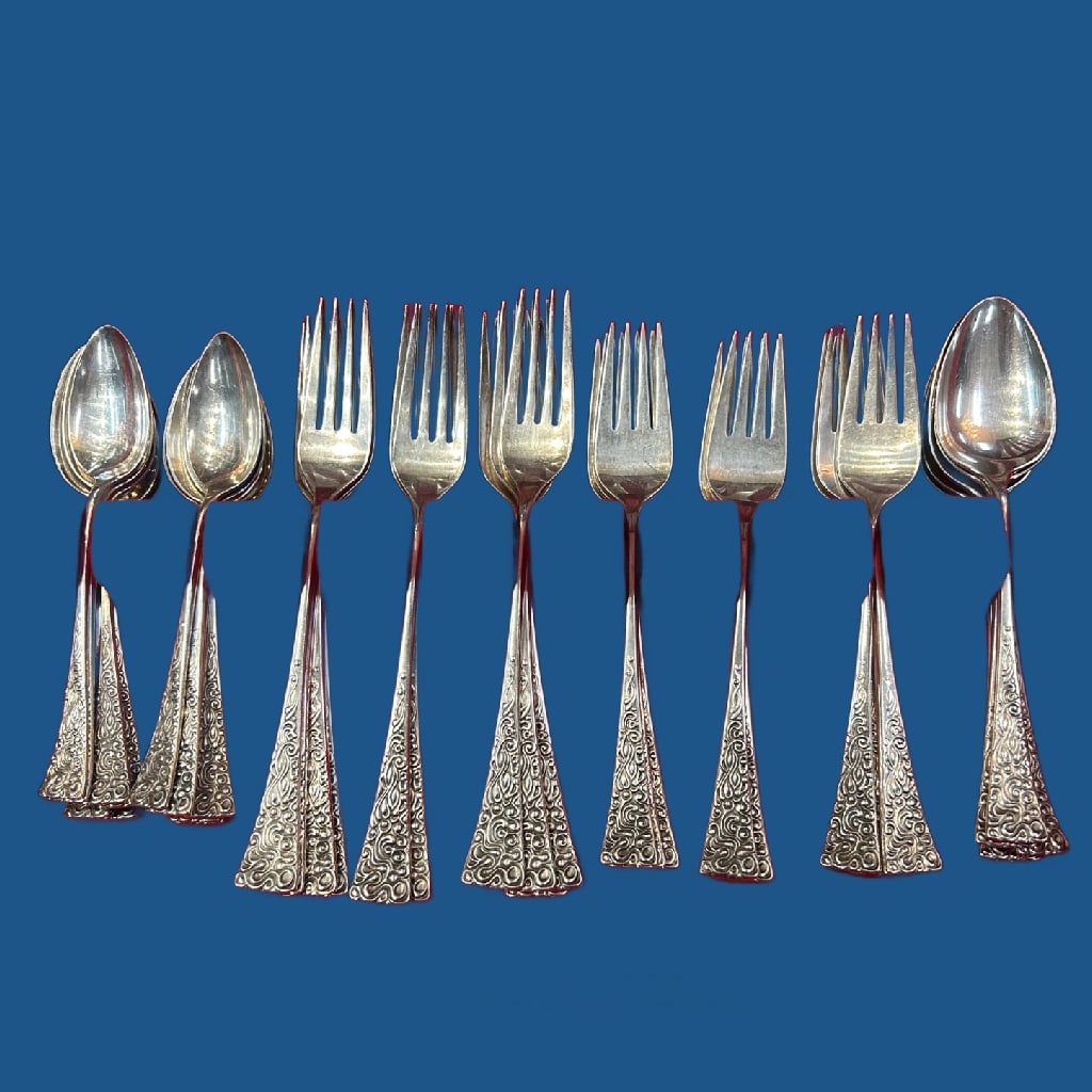 Reed and Barton Tapestry Pattern Sterling Silver Flatware Set - 2