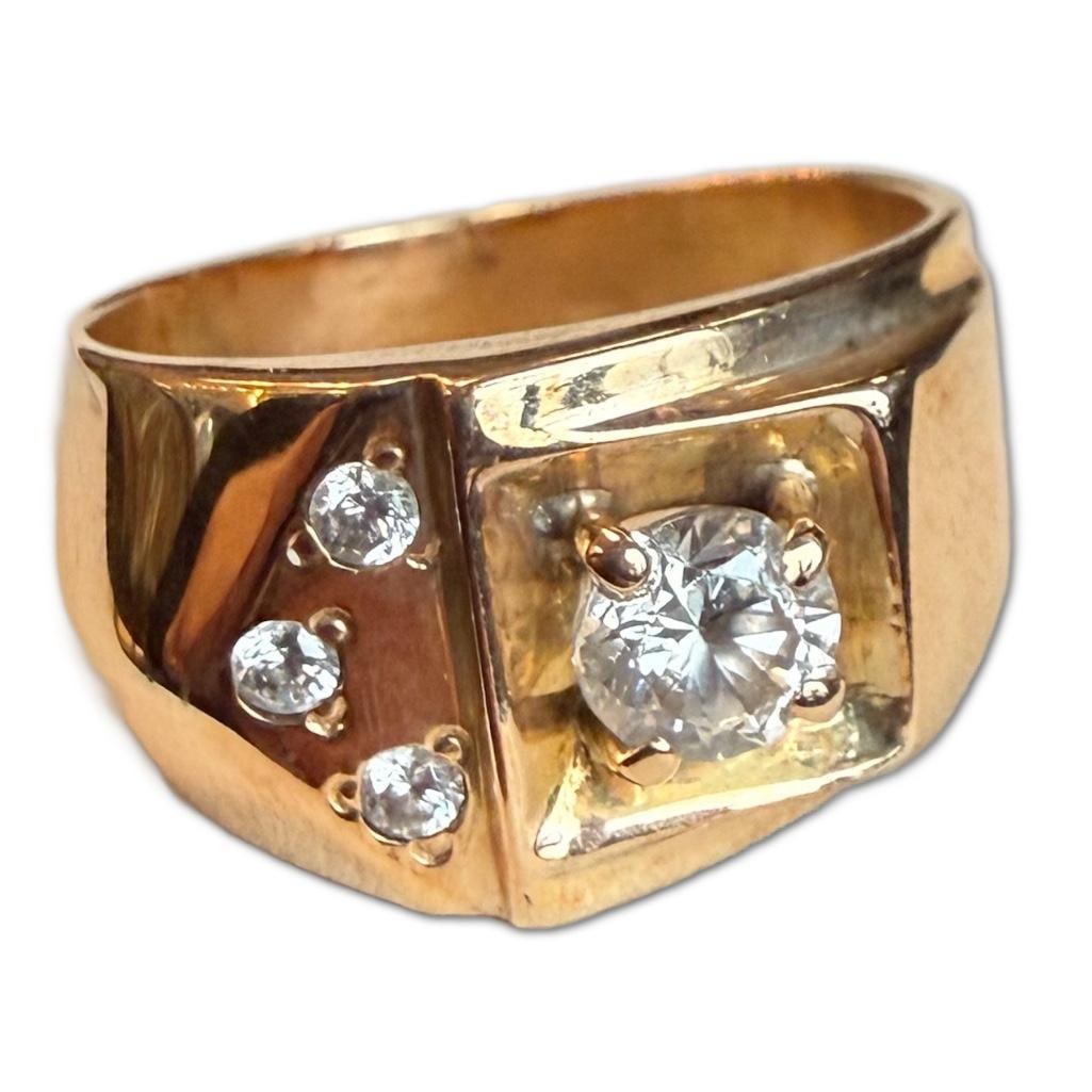 Vintage 18k Yellow Gold Ring W/Synthetic Stones (1 of 1)