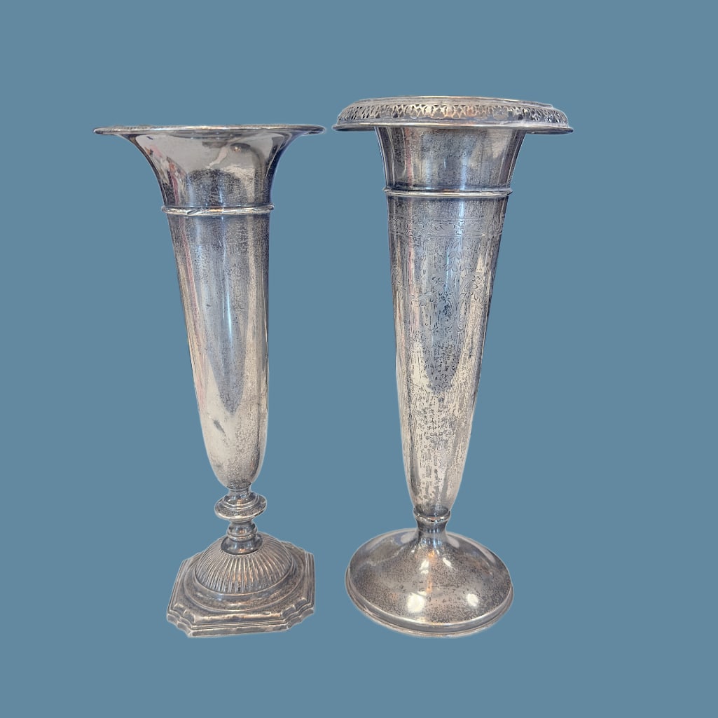 Two Sterling Silver Weighted Trumpet Vases (1 of 3)