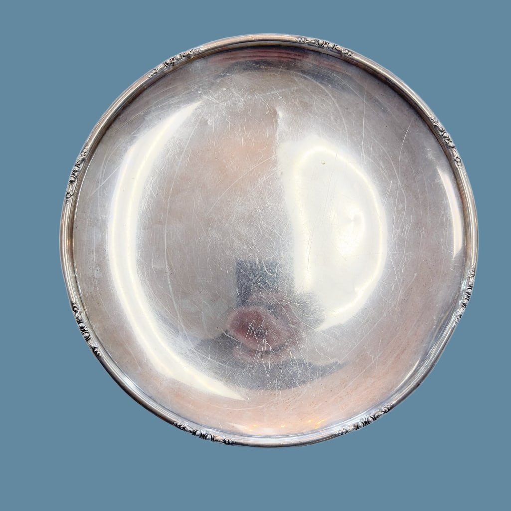 Michael C. Fina Sterling Silver Platter: Michael C. Fina Sterling Silver Platter. Several Scratches. Measures 10.5"x .75" & weighs 12 Troy oz.