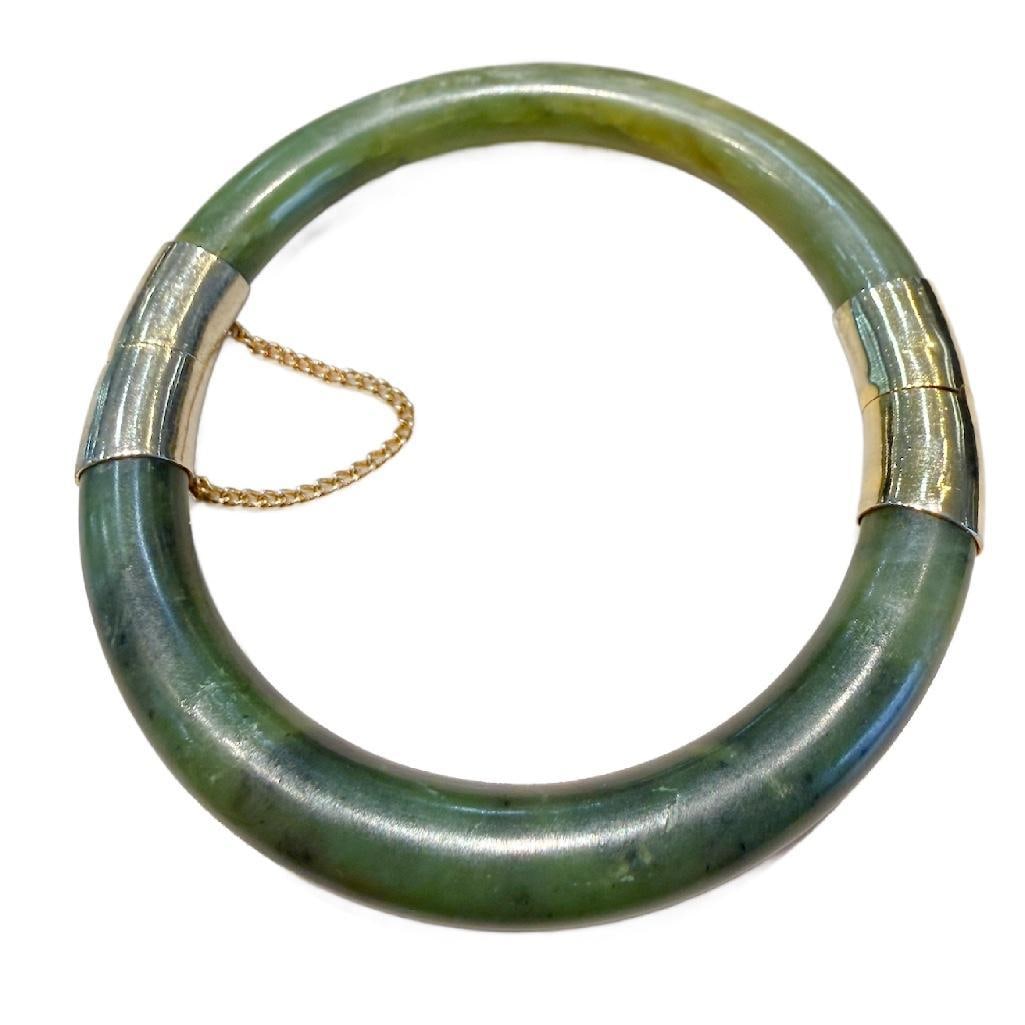 Vintage Nephrite Spinach Jade Bangle Bracelet (1 of 1)