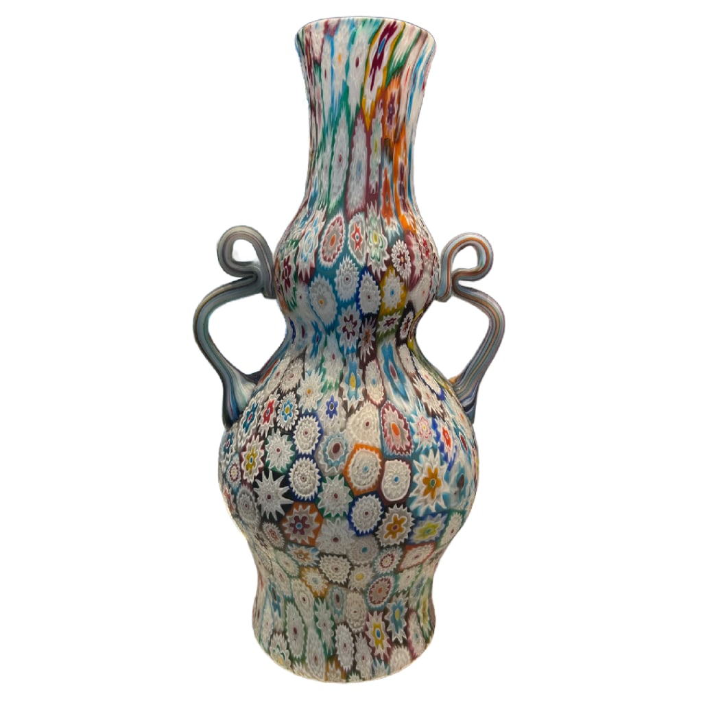 Millefiori Murano Glass Vase from Fratelli Toso, 1920s (1 of 6)