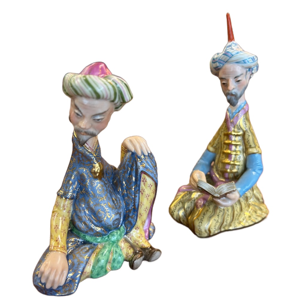 Pair of Herend Persian Figurines: Pair of Herend Persian Figurines. This Lot Includes Two (2) Herend Persian Figurines. The First Figurine is Known as the Reading Figurine it is in excellent Condition, Measuring Approximately 5.75"