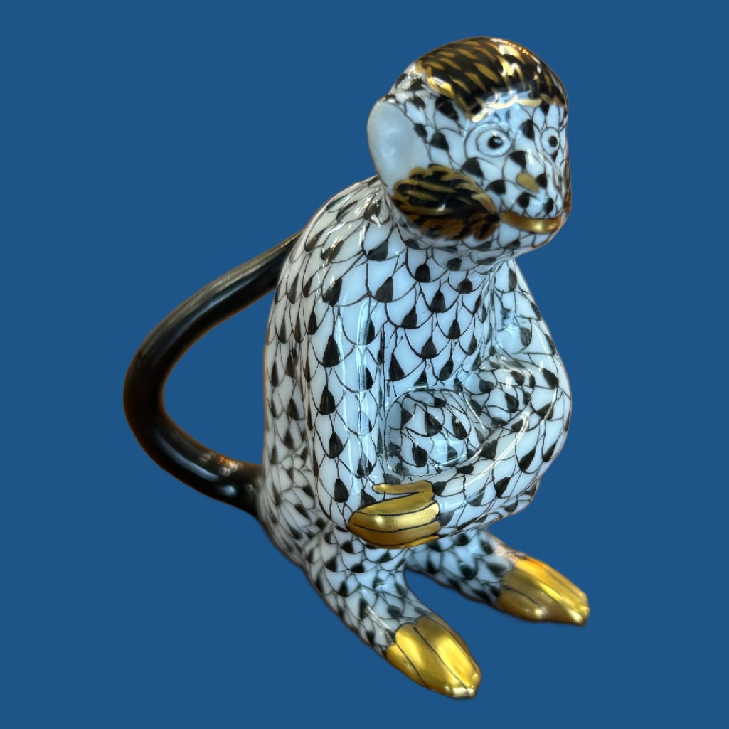Herend Fishnet Pattern Monkey Figurine - 2