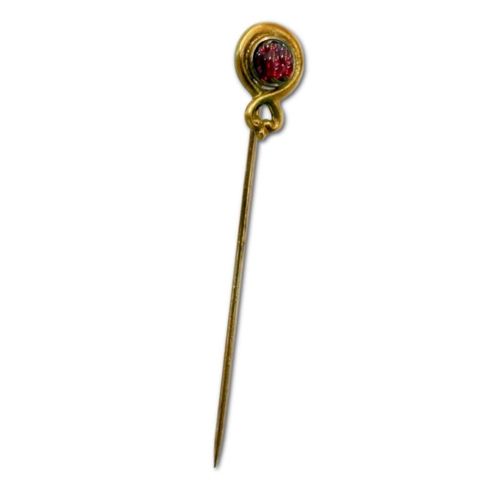 14k Yellow Gold Victorian Pink Tourmaline Hat Pin: 14k Victorian Pink Tourmaline Hat Pin Containing One (1) Cabachon Cut Natural Pink Tourmaline Weighing Approximately .30cts in Carat Weigh. The Pin Measures 2 inches in Length
