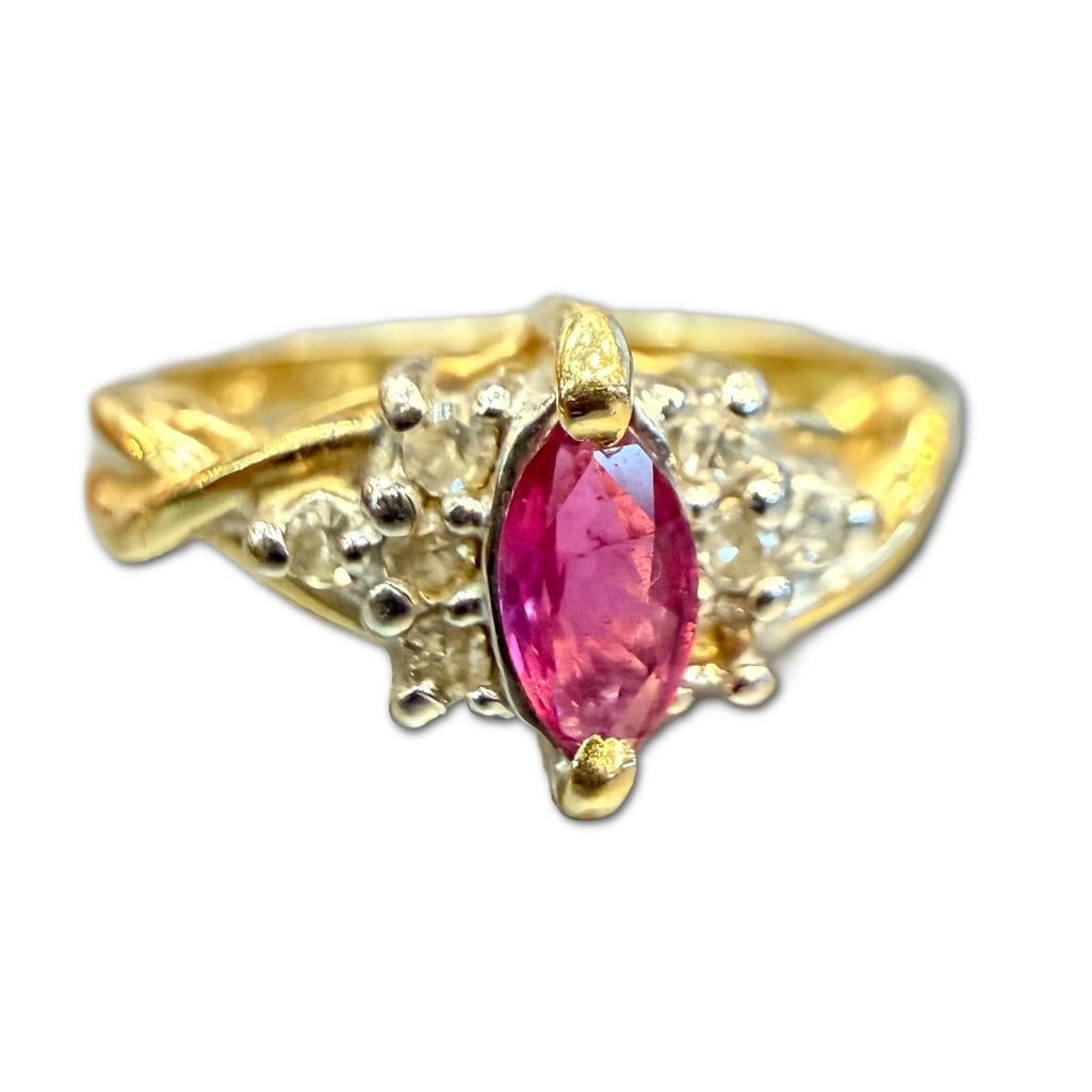14k YG Pink Tourmaline & Diamond Ring (1 of 1)