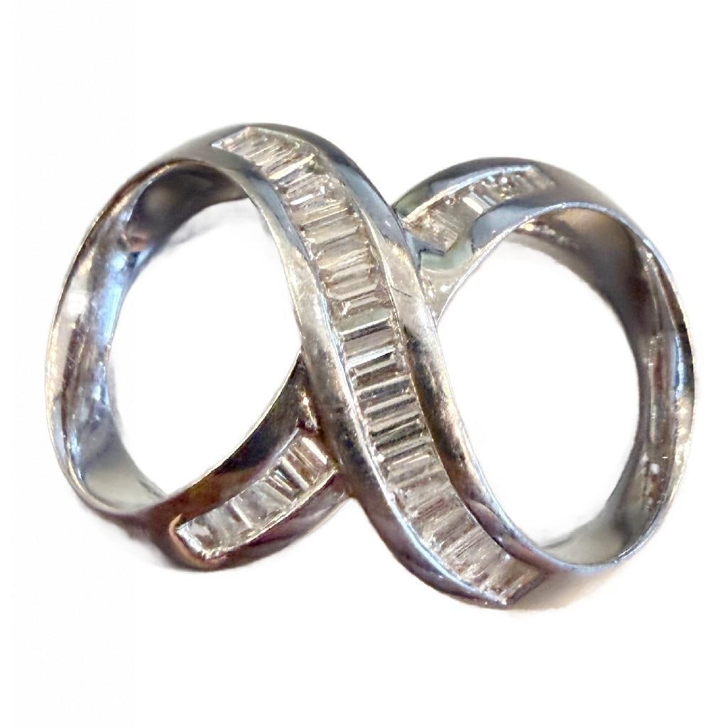 14k White Gold Diamond Slide: 14k White Gold Diamond Slide Containing Baguette Diamonds Weighing Approximately .45cts in Carat Weight. The Slide Weighs 2.92dwt in Pennyweight and Measures 1 x 1.5 inches.