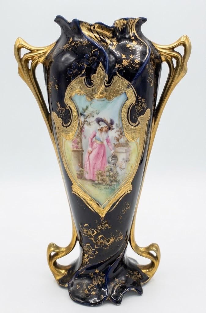 Antique Royal Vienna Porcelain Cobalt Vase (1 of 4)