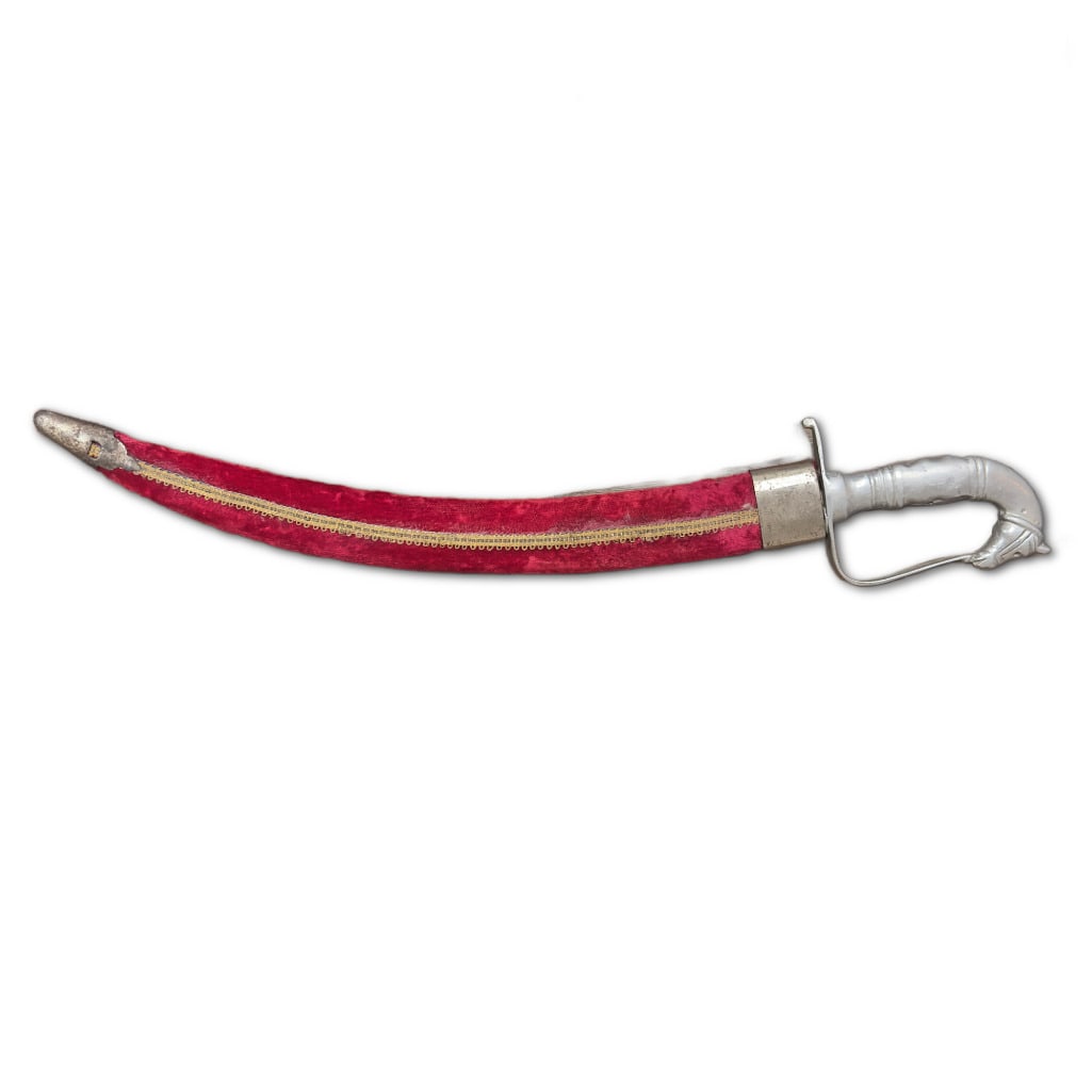 Decorative Indian Talwar: This Lot Includes One (1) Decorative Indian Talwar. Made of Cast Aluminum or Low-Grade White Metal Alloy Hilt Featuring a Horse-Head Pommel and an Integrated Knuckle Bow. Structurally Solid With Minor