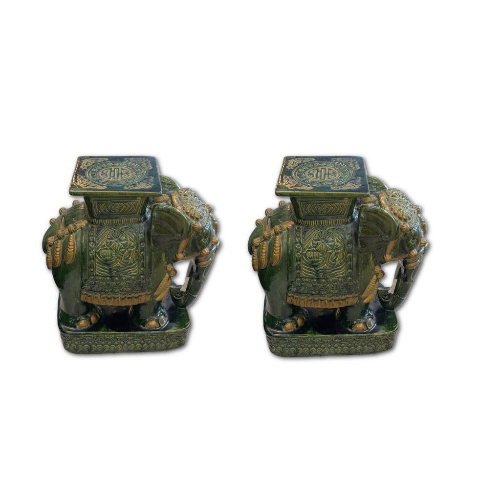 Pair of Vintage Ceramic Elephant Garden Stools (1 of 4)