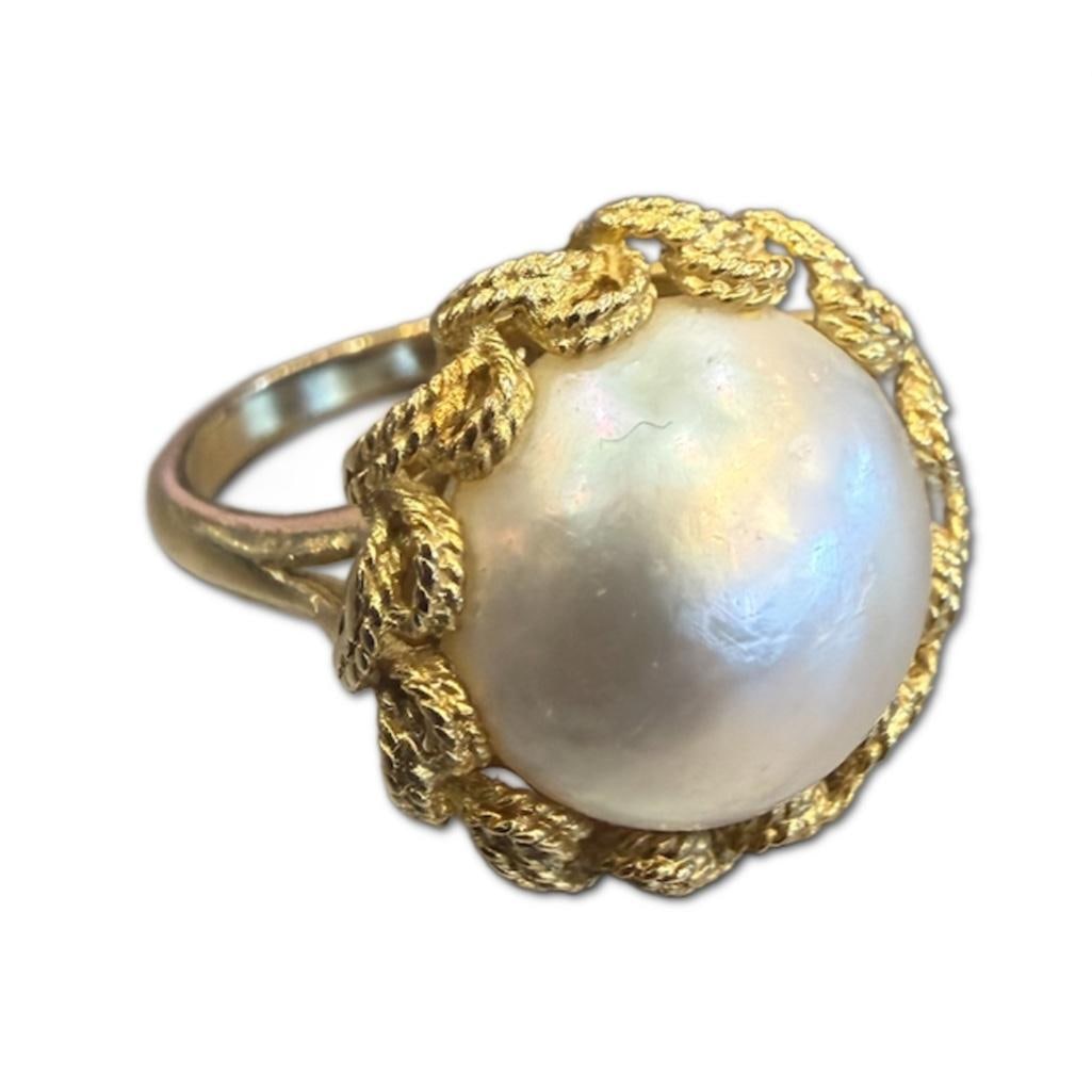 14k Yellow Gold Mobe Pearl Ring (1 of 2)