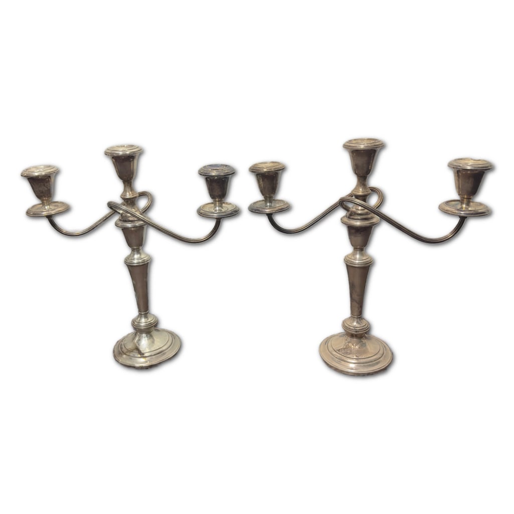 Pair of Gorham Sterling Silver 3-Light Convertible Weighted Candelabras (1 of 5)