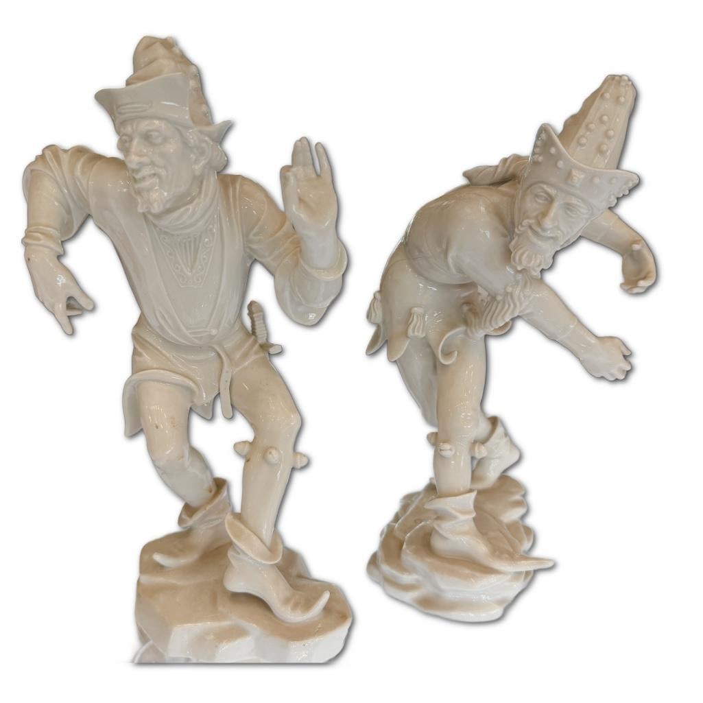 Pair of Rare Allach Porcelain Figurines, "Moreskentänzer III" (c. 1941): Pairof Rare Allach Porcelain Figurines, "Moreskentänzer III" (c. 1941) Dancing Moors, Pair of German glazed porcelain figurines Height approx. 9.25" each. Underneath features