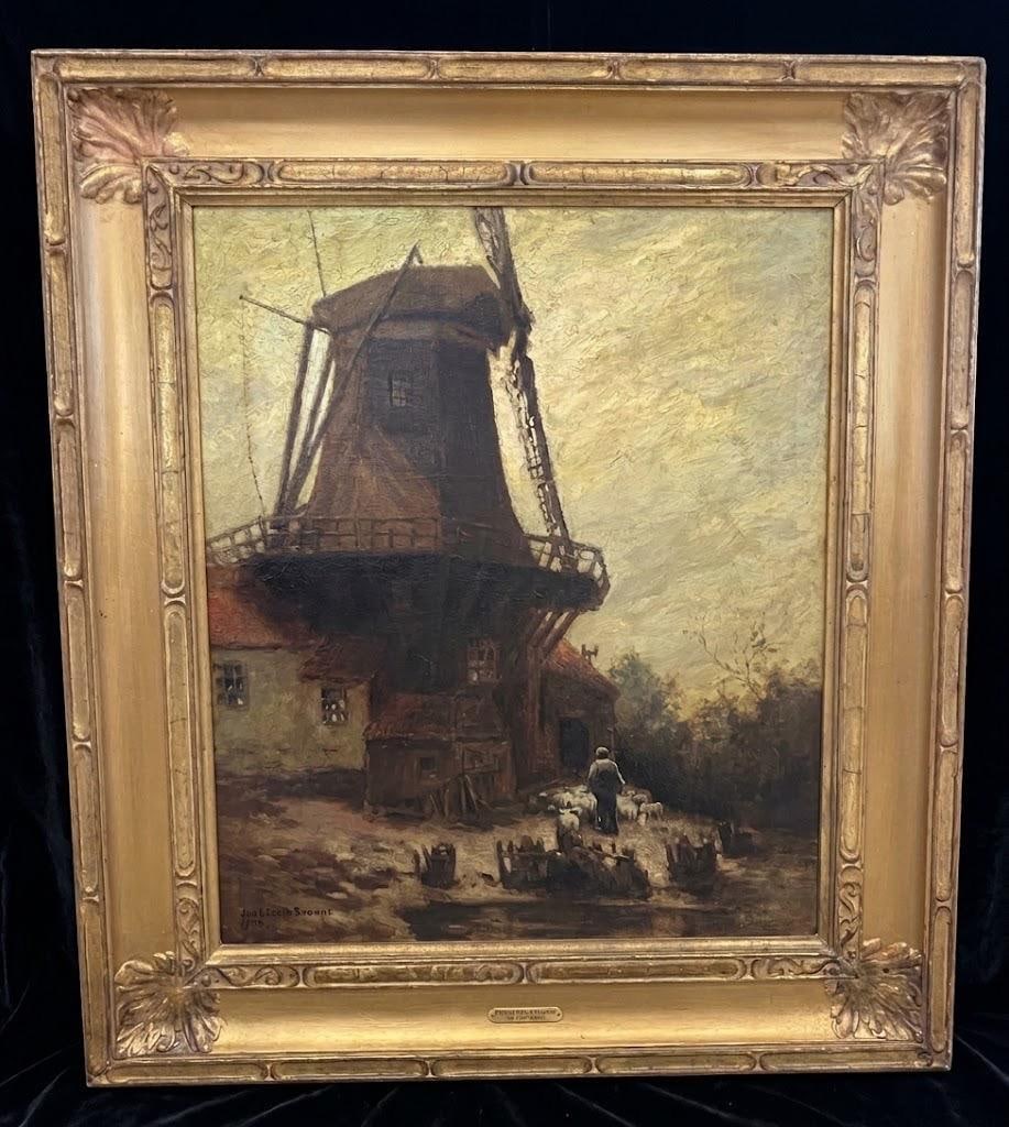 Framed George Elmer Browne (1871–1946) Oil on Canvas "An Old Mill," Dated 1902 (1 of 5)