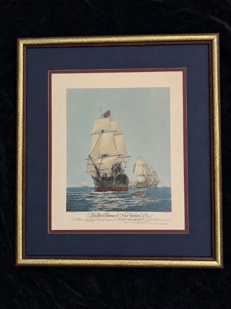 “The First Journey of Victory,” 1778 Framed Reproduction Nautical Print (1 of 3)