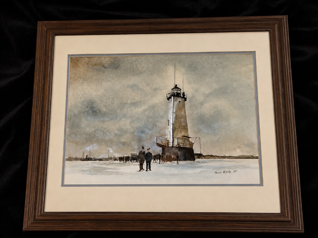 Lighthouse Watercolor by Francis McGinley dated 1983 (1 of 5)