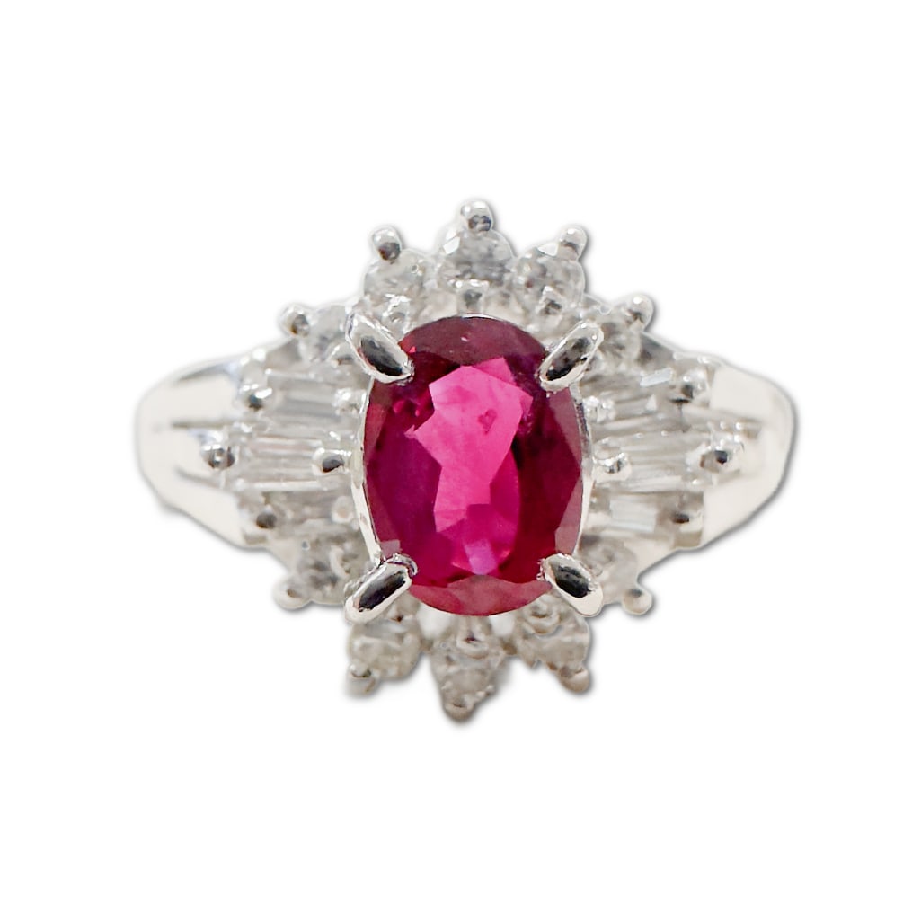 Platinum Natural Ruby & Diamond Ring (1 of 2)
