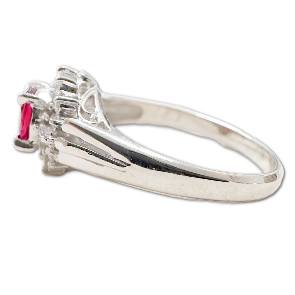 Platinum Natural Ruby & Diamond Ring - 2