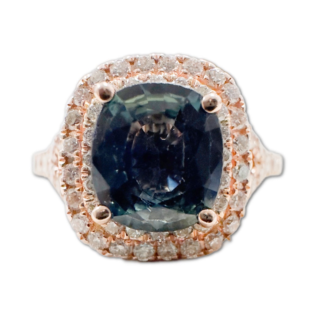 14K Rose Gold Unheated Sapphire & Diamond Ring (1 of 2)