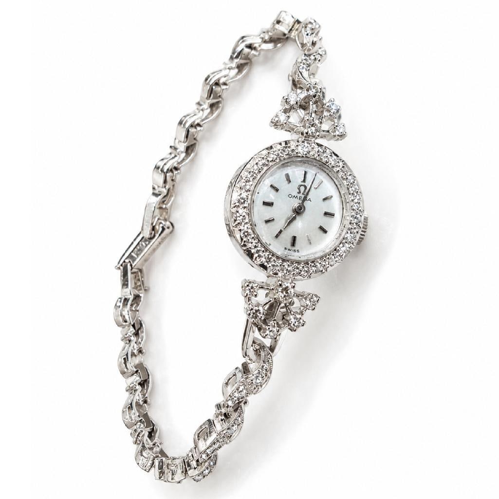 14k WG Omega Ladies Diamond Watch (1 of 1)