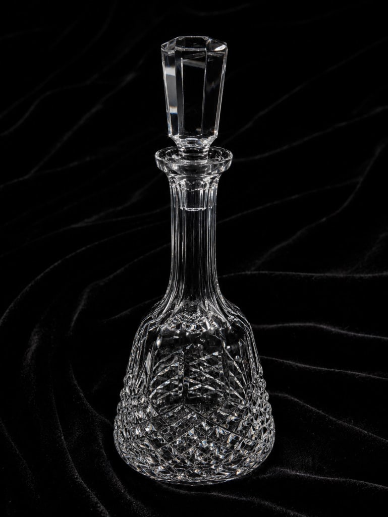 Vintage Irish Waterford Crystal Kenmare Pattern Decanter: Vintage Waterford Crystal Kenmare Pattern Decanter. This lot includes one (1) Waterford Crystal decanter in the Kenmare pattern. The decanter measures approximately 12.75" in height and 5.25&