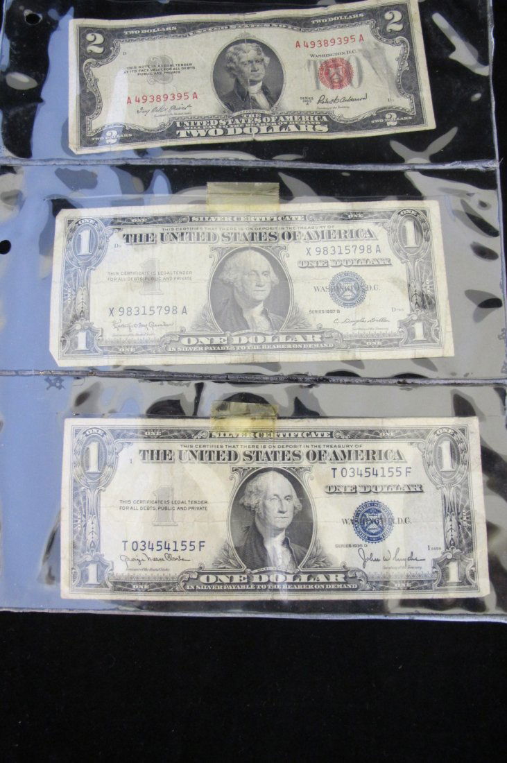 Two One Dollar Silver Certificates and 1953 Two Dollar : Two One Dollar Silver Certificates and 1953 Two Dollar Bill