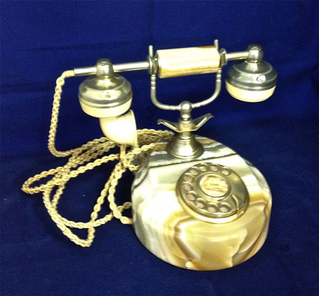Vintage Italian Marble Telephone with Rotary Dial