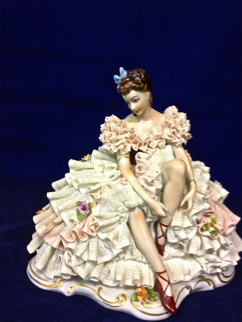 Dresden Style, Dipped Lace Porcelain Figurine, Germany