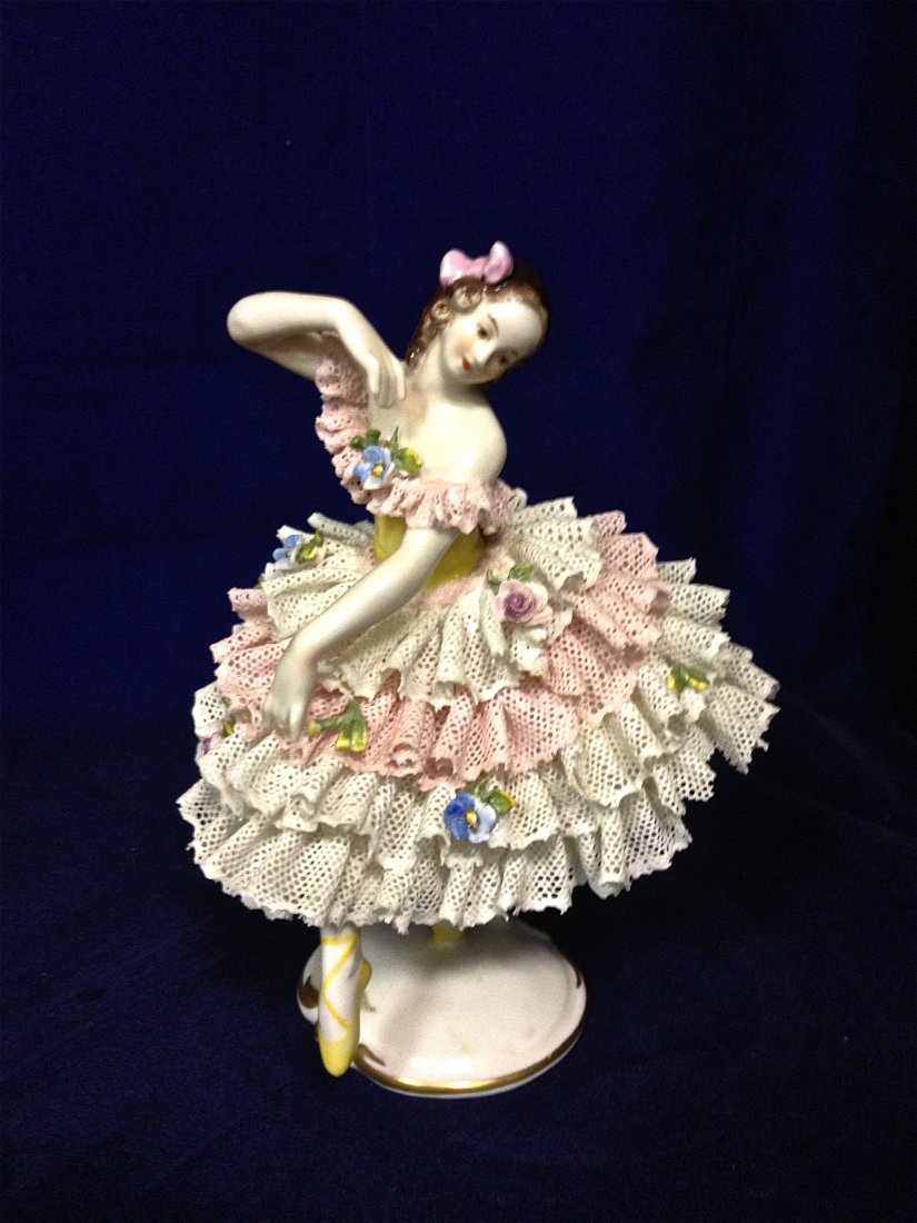 Dresden Style, Dipped Lace Porcelain Figurine, Germany