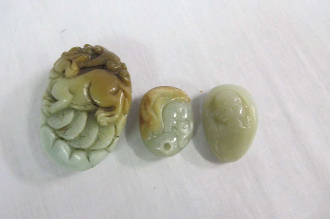 3 Carved Jade Medallions: 3 Carved Jade Medallions