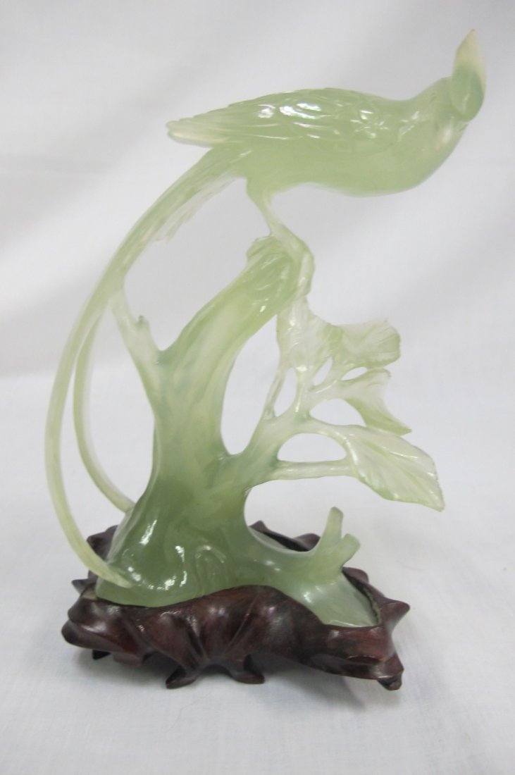 Serpentine Jade Bird Carving: Serpentine Jade Bird Carving, 7 3/4" tall, 5" wide