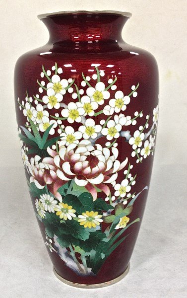 Ando Cloisonne and Enamel Vase, Made in Japan, 12",: Ando Cloisonne and Enamel Vase, Made in Japan, 12", Early 20th Century