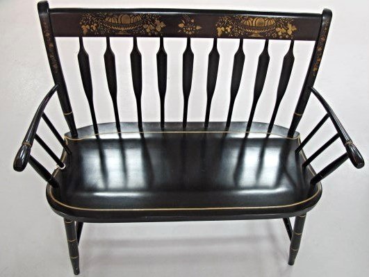 Small Hitchcock Stenciled Bench, 34" Long x 15" deep: Small Hitchcock Stenciled Bench, 34" Long x 15" deep