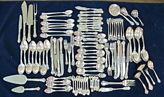 101 Piece Gorham Sterling Silver Flatware Set,: 101 Piece Gorham Sterling Silver Flatware Set, Chantilly Pattern, to Include: Eight (8) Oyster Forks, Two (2) Dinner Forks, Three (3) Fish Forks, One (1) Salad Fork, One (1) Pickle Fork, One (1) Servi