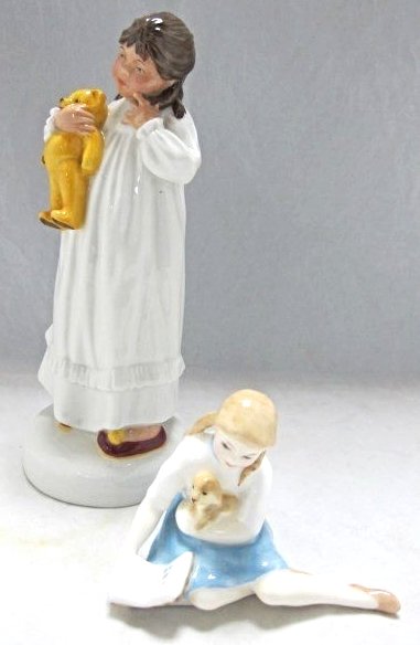 2 Royal Doulton Figurines "My Pet" & "Childhood Days": 2 Royal Doulton Figurines "My Pet" #HN2238, Copyright 1961, 3" and "Childhood Days and So to Bed" #HN2966, 1982, 8"