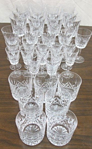 Collection of Waterford Crystal: Collection of Waterford Crystal to Include: 12 Wine Glasses, 12 Port/Sherry GLasses and 12 Low Balls/Old Fashion