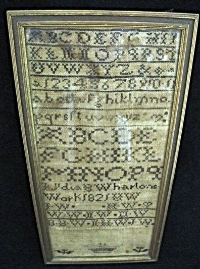 19th Century Antique Needlepoint Sampler Lydia B.: 19th Century Antique Needlepoint Sampler Lydia B. Whartons, 1821, Sussex County Delaware. The "B" was for Burton 6 1/2" x 13" Framed