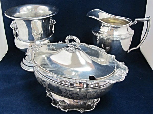 Collection of Silverplate to Include: William A. Rogers: Collection of Silverplate to Include: William A. Rogers Water Pitcher, Wallace Champagne Bucket and Merioen Co. Soup Tureen