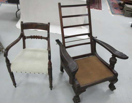 Antique Morris Oak Claw Foot Reclining Chair, No - Antique Morris Oak Claw Foot Reclining Chair, No