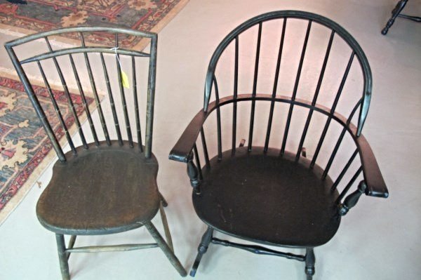 Windsor Chair, 34"h x 16"w x 14"d and Windsor Back: Windsor Chair, 34"h x 16"w x 14"d and Windsor Back Rocker, 34 1/2"h x 23"w x 17"d