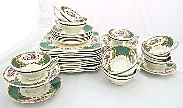 Myott Staffordshire England Luncheon Set: Myott Staffordshire England Porcelain Luncheon Set/Dessert Set to Include: 12 Plates, 12 Cups and 12 Saucers