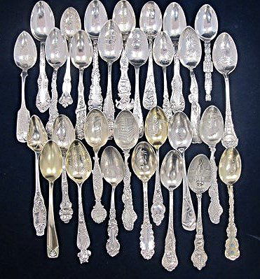 29 Sterling Silver Collector Tea Spoons, 18 TroyOz.: 29 Sterling Silver Collector Tea Spoons, 18 TroyOz.