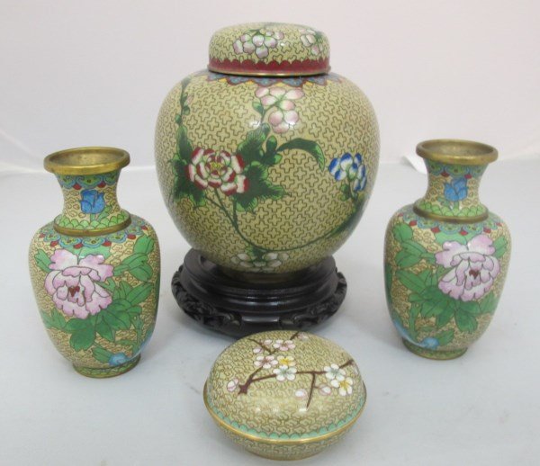 Collection of Chinese Cloisonne to Include Pair of 5" (1 of 2)