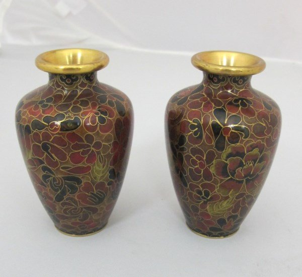 Pair of Chinese Cloisonne 4" Decorative Vases (1 of 1)