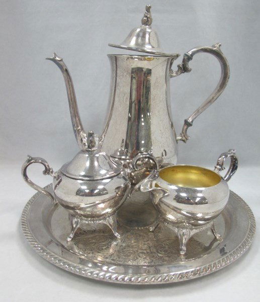 Silver Plated Tea Set to Include Tea Pot, Sugar & (1 of 1)
