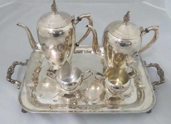 5 Piece Silver Plated Tea Set to Include: 2 Pitchers, (1 of 3)