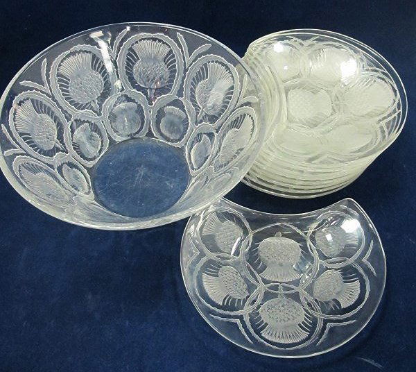 Rene Lalique, France Pineapple or Thistle Set with 10 (1 of 5)