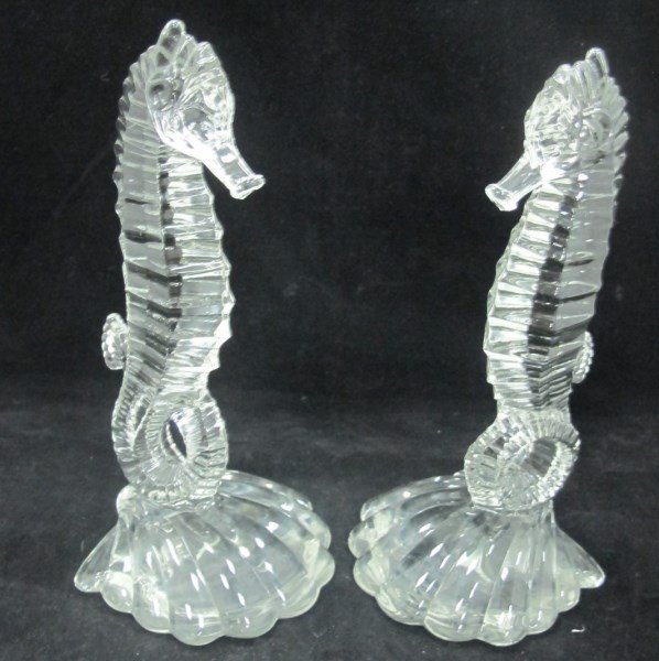 Pair of 8 1/2" Art Glass Sea Horses: Pair of 8 1/2" Art Glass Sea Horses