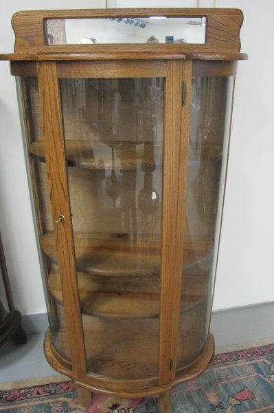 American Victorian Carved Oak Curio Cabinet, 63"h x (1 of 2)